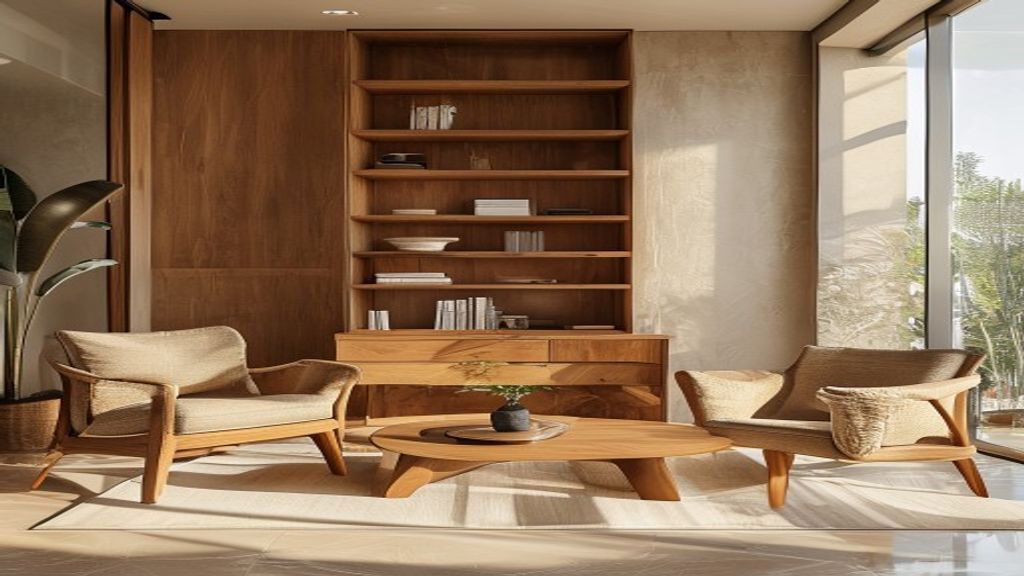 Custom upscale home furniture crafted from premium solid teak, showcasing elegant natural grain and fine workmanship